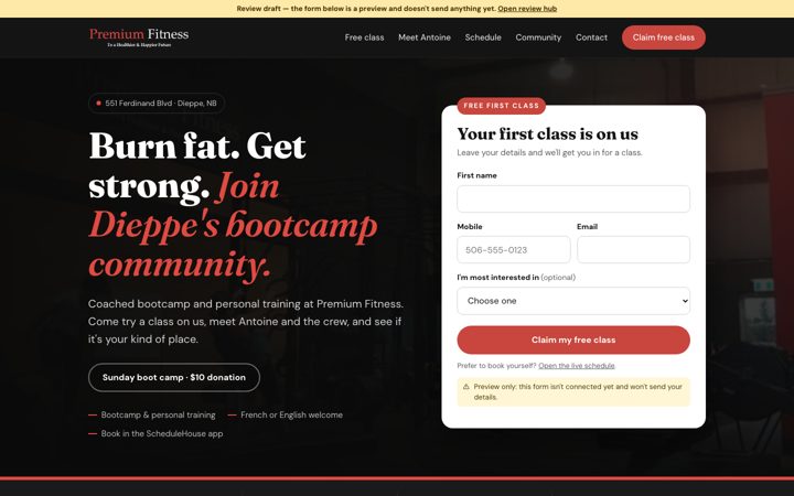 Homepage preview, desktop